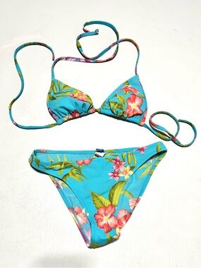 BANÕ Tropical Floral Triangle Bikini Set Italian Swim Small